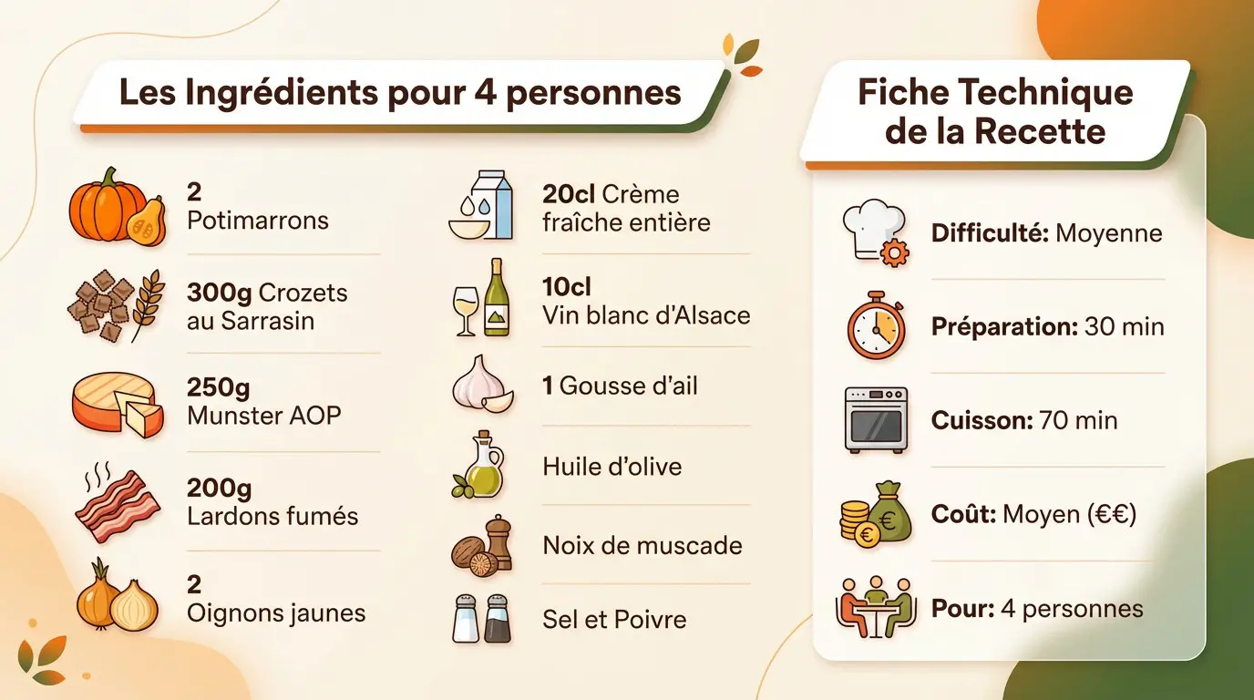 Potimarron farci façon croziflette au munster fondu