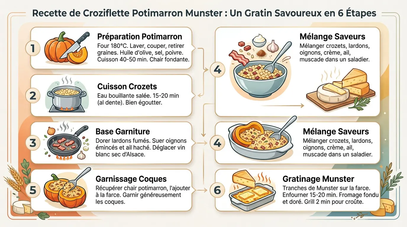 Croziflette au munster servie dans un potimarron rôti