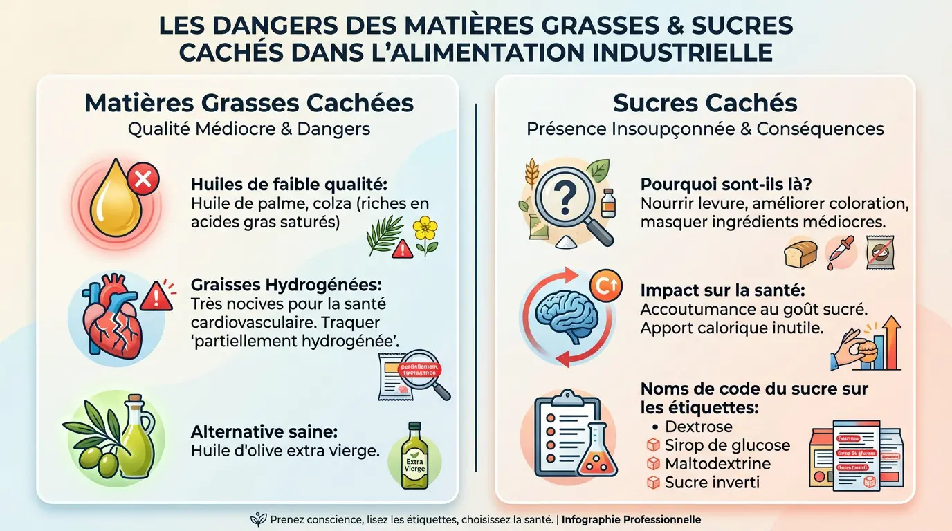 Dangers des matières grasses et sucres cachés dans les pâtes industrielles