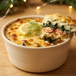 Lasagnes au saumon et épinards gratinées