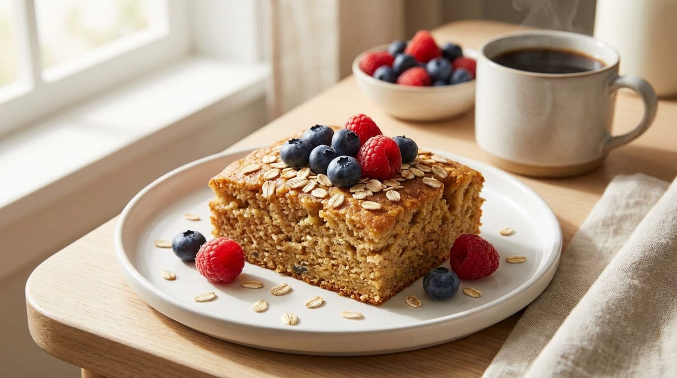 Cake minceur petit déjeuner avec ingrédients sains et moelleux, idéal pour un petit-déjeuner nutritif
