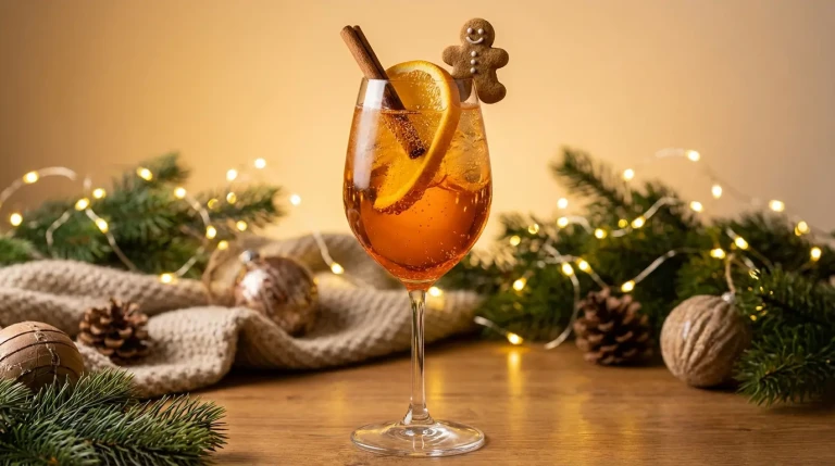Cocktail de Noël avec orange et bâton de cannelle