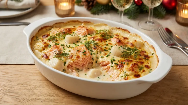 Gratin de saumon et pommes de terre crémeux