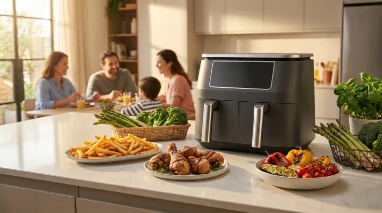 Friteuse sans huile sur un plan de travail moderne