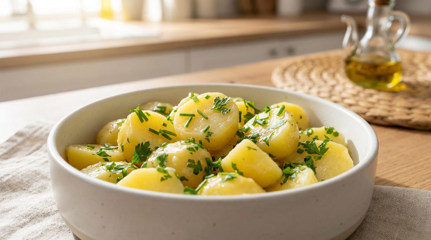 Salade de pommes de terre allégée avec sauce crémeuse à base d'eau de cuisson