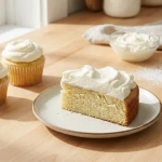 Gâteau et cupcakes à la vanille avec glaçage crémeux