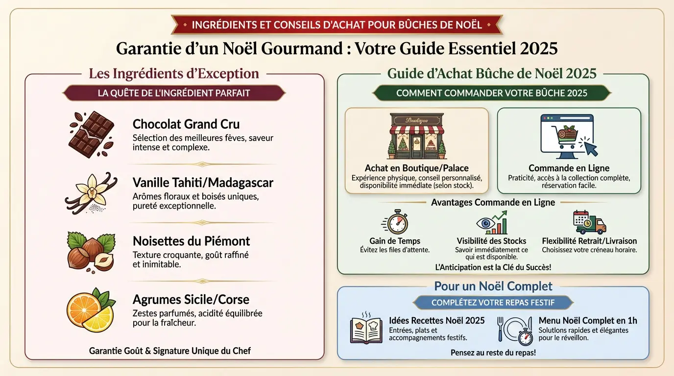 Bûche de Noël 2025 aux ingrédients d'exception et design moderne