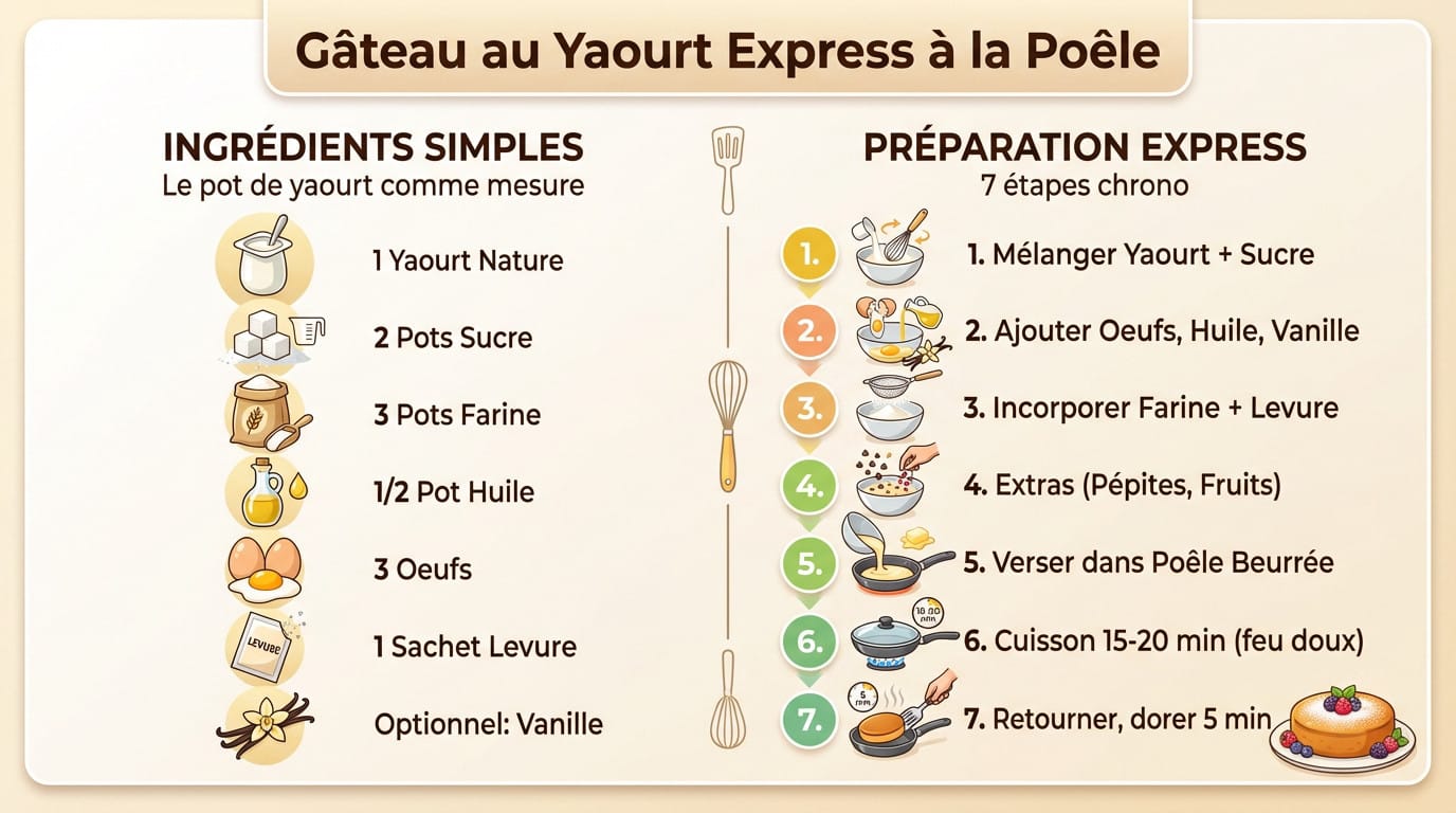 Gâteau au yaourt moelleux et doré cuit à la poêle