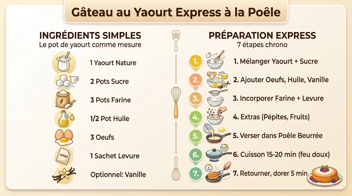 Gâteau au yaourt moelleux et doré cuit à la poêle