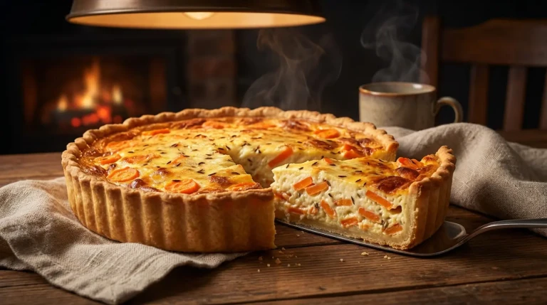 Quiche aux légumes sur table rustique