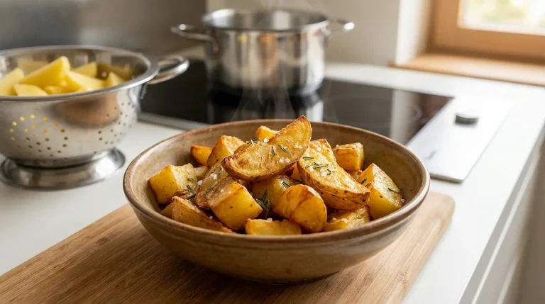 Pommes de terre rôties aux herbes en cuisine.