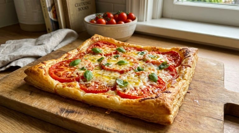 Tarte tomate parmesan croustillante avec garniture savoureuse de tomates et fromage