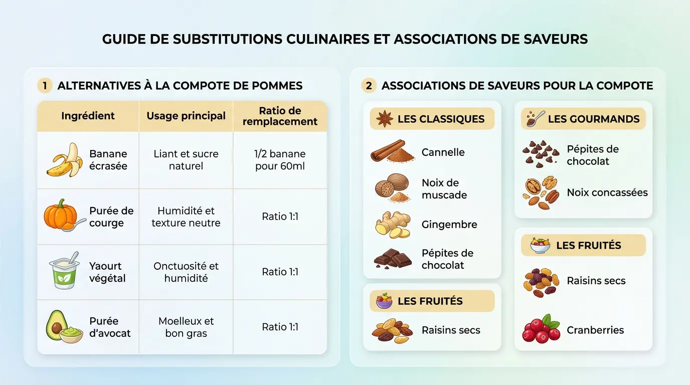 Guide visuel des substitutions culinaires et associations de saveurs avec la compote