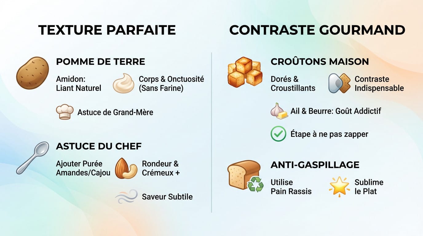 Velouté onctueux de chou-fleur et pomme de terre avec croûtons maison