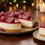 Cheesecake framboise surgelée avec coulis de framboises, dessert onctueux