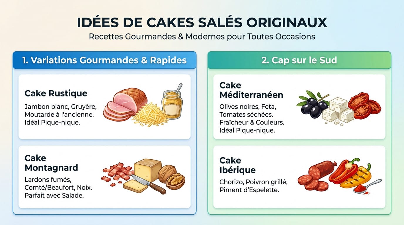 Assortiment de cakes salés originaux aux saveurs variées pour l'apéritif