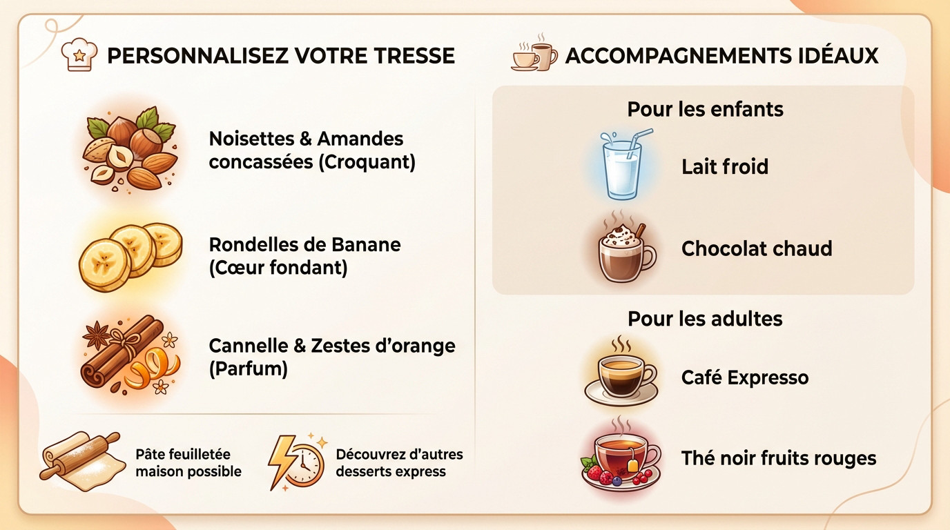 Idées de garnitures et boissons pour accompagner une tresse feuilletée au chocolat