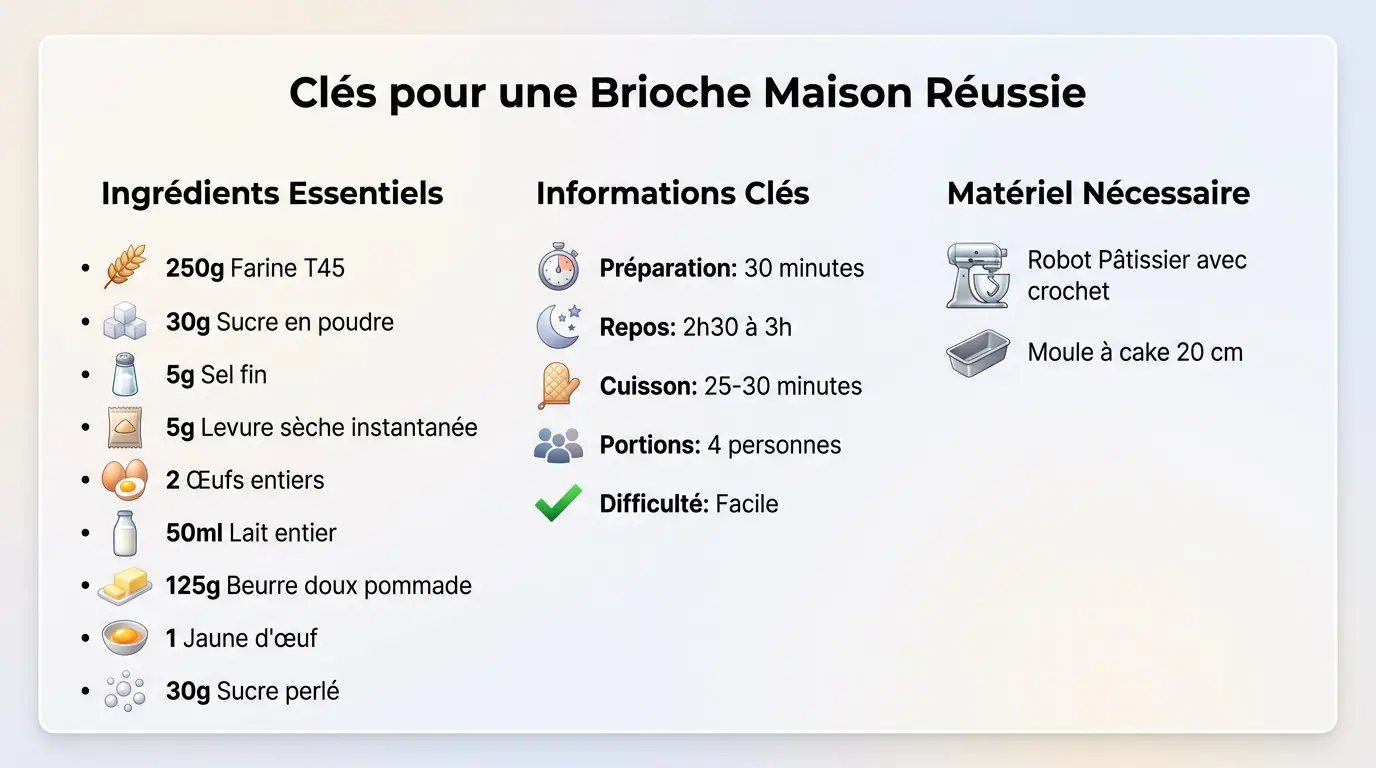 Infographie résumant les étapes pour une brioche maison à la mie filante