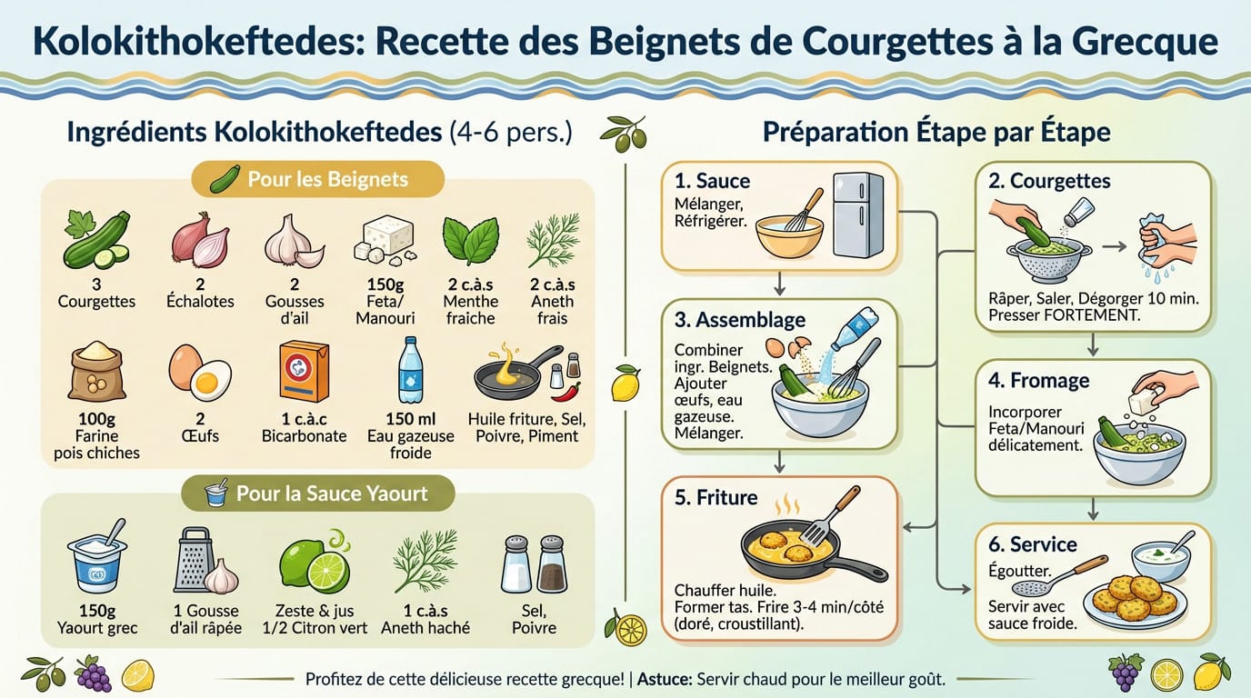 Assiette de Kolokithokeftedes dorés et croustillants avec sauce au yaourt