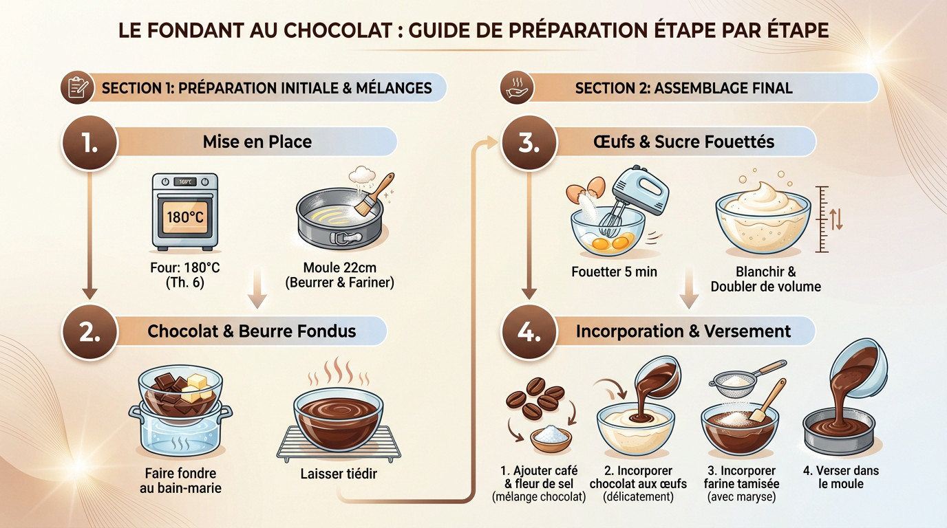 Préparation du gâteau fondant au chocolat de Laurent Mariotte