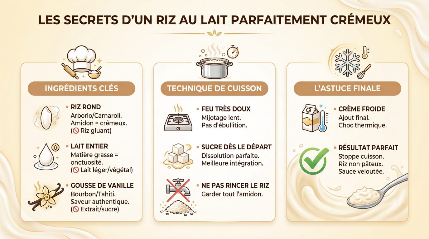 Bol de riz au lait crémeux à la vanille avec une cuillère en bois