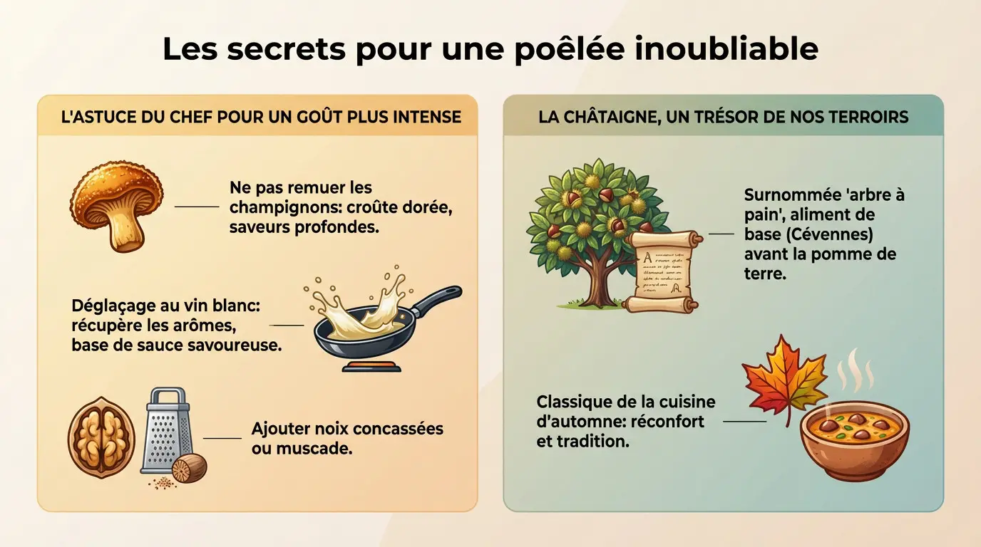 Poêlée automnale de champignons dorés et châtaignes