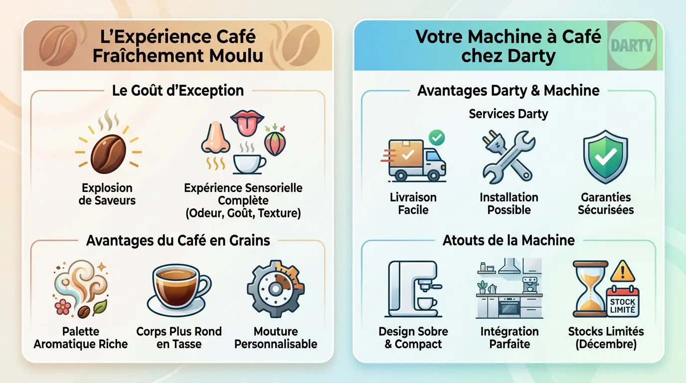Dégustation d'un café fraîchement moulu préparé avec la machine Krups Sensation