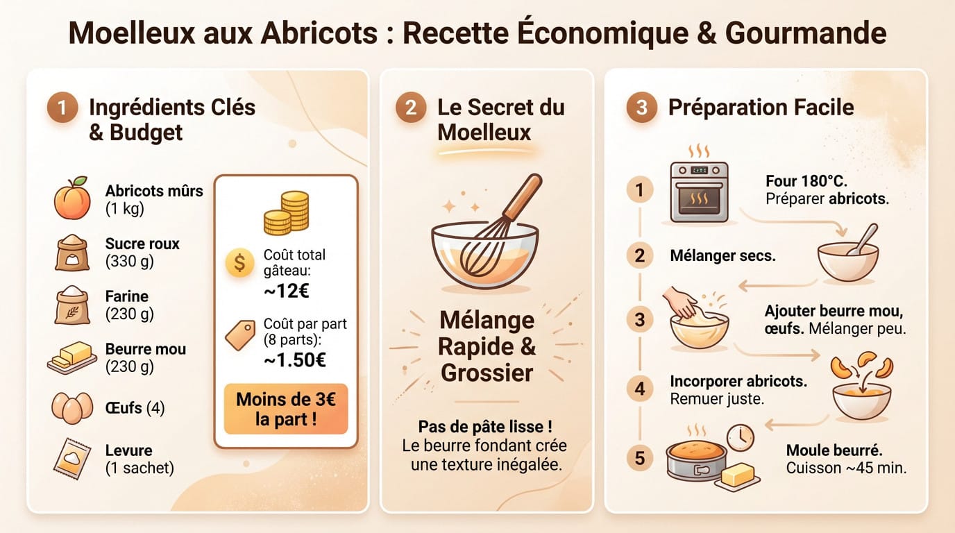 Moelleux aux abricots doré et fondant, servi dans un plat rustique