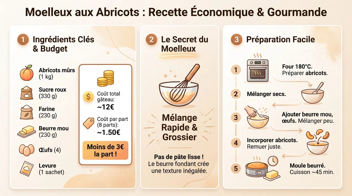 Moelleux aux abricots doré et fondant, servi dans un plat rustique