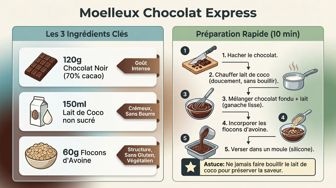 Moelleux au chocolat express prêt en 10 minutes avec texture fondante