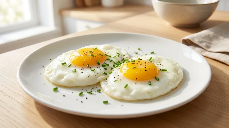 Oeufs au plat garnis de ciboulette