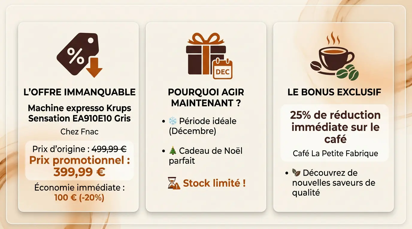 Machine expresso Krups Sensation EA910E10 en promotion à la Fnac avec café en grains