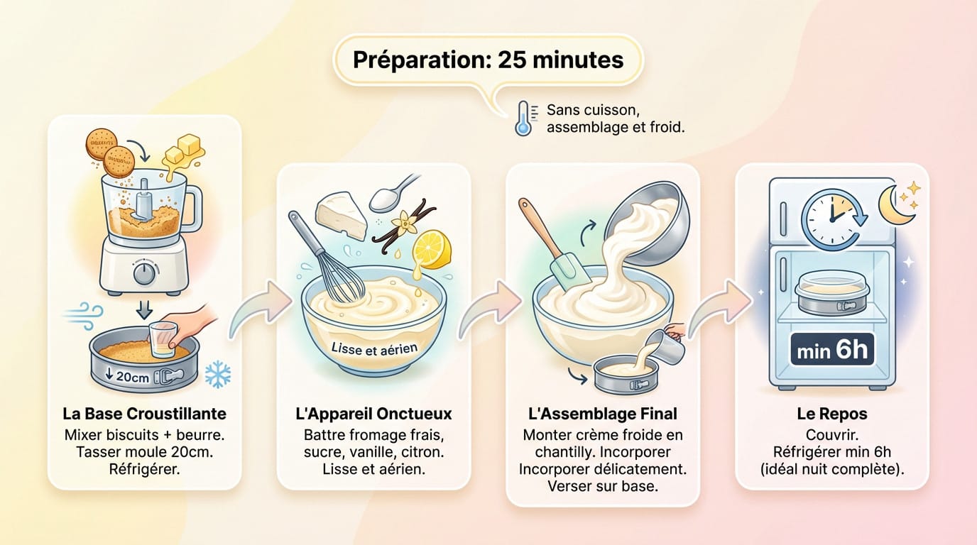 Cheesecake sans cuisson onctueux avec base spéculoos et crème montée