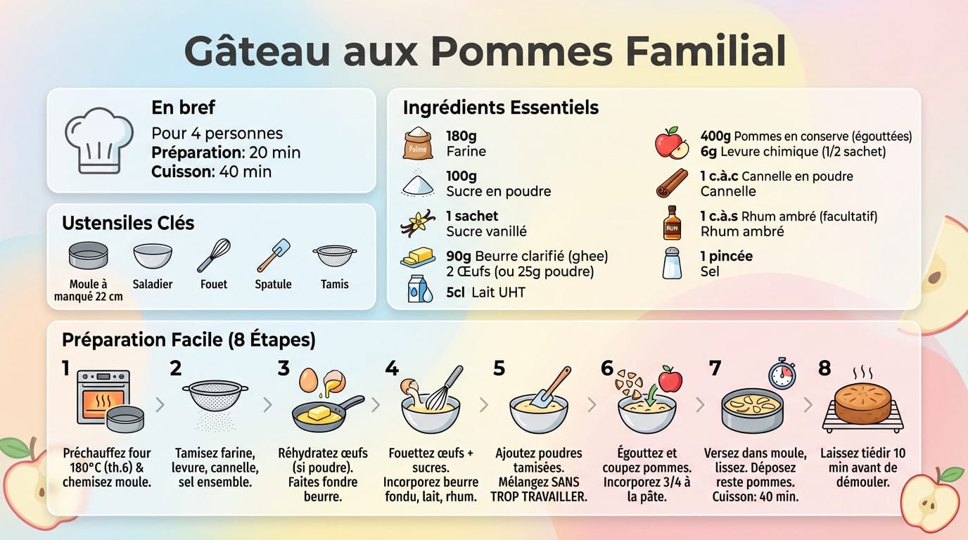 Gâteau aux pommes moelleux et doré dans un moule à charnière