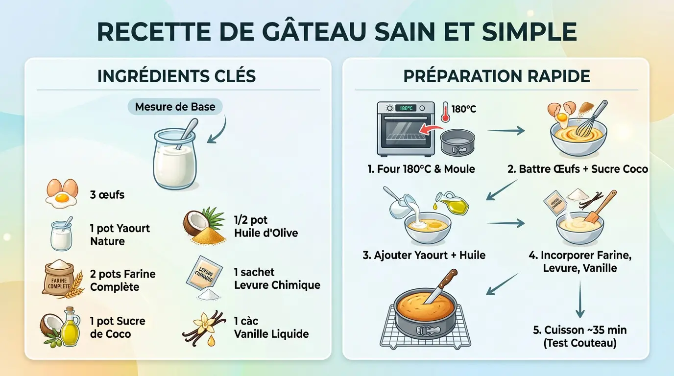 Infographie recette cake minceur sain et simple au yaourt