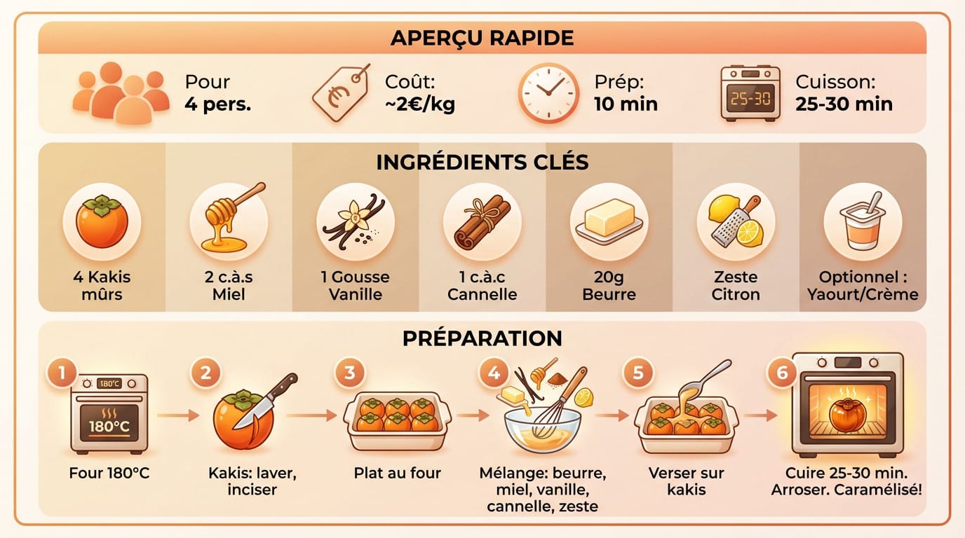 Kakis rôtis au four caramélisés au miel et épices