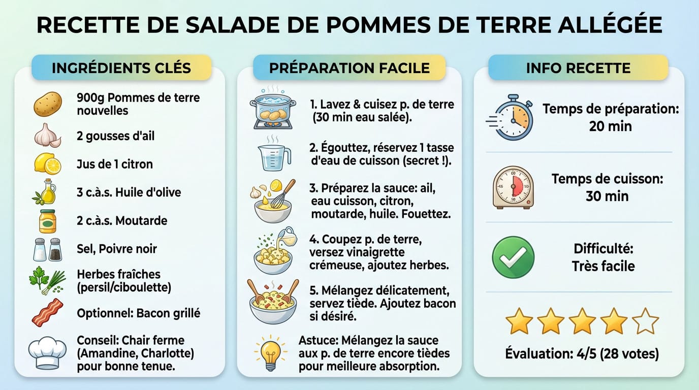Salade de pommes de terre crémeuse et saine sans mayonnaise