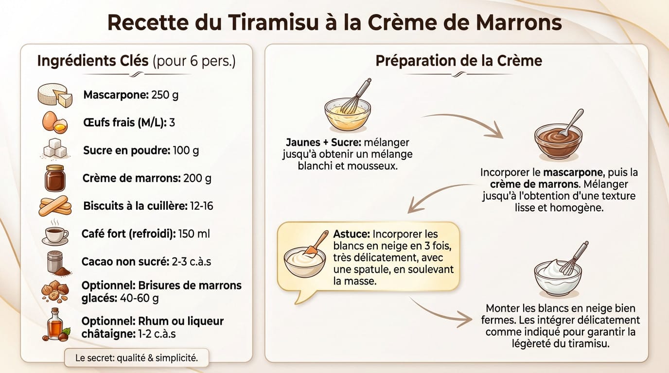Tiramisu onctueux à la crème de marrons servi en verrine
