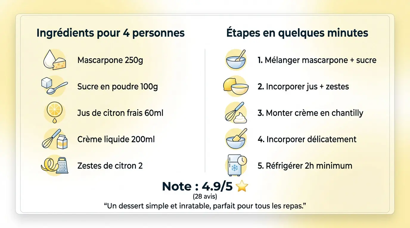 Verrines de mousse au citron et mascarpone décorées de zestes