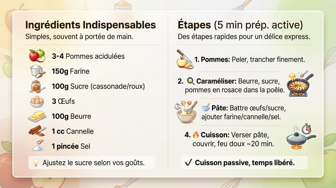 Gâteau aux pommes caramélisées doré cuit à la poêle prêt à être dégusté