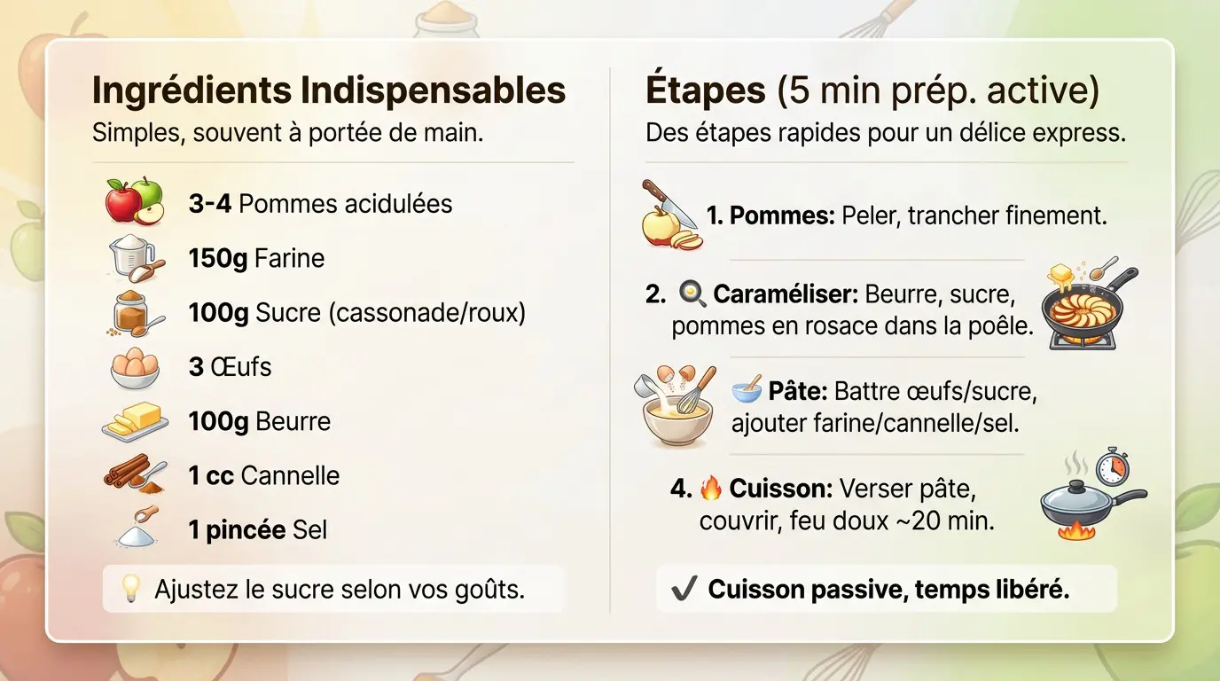 Gâteau aux pommes caramélisées doré cuit à la poêle prêt à être dégusté