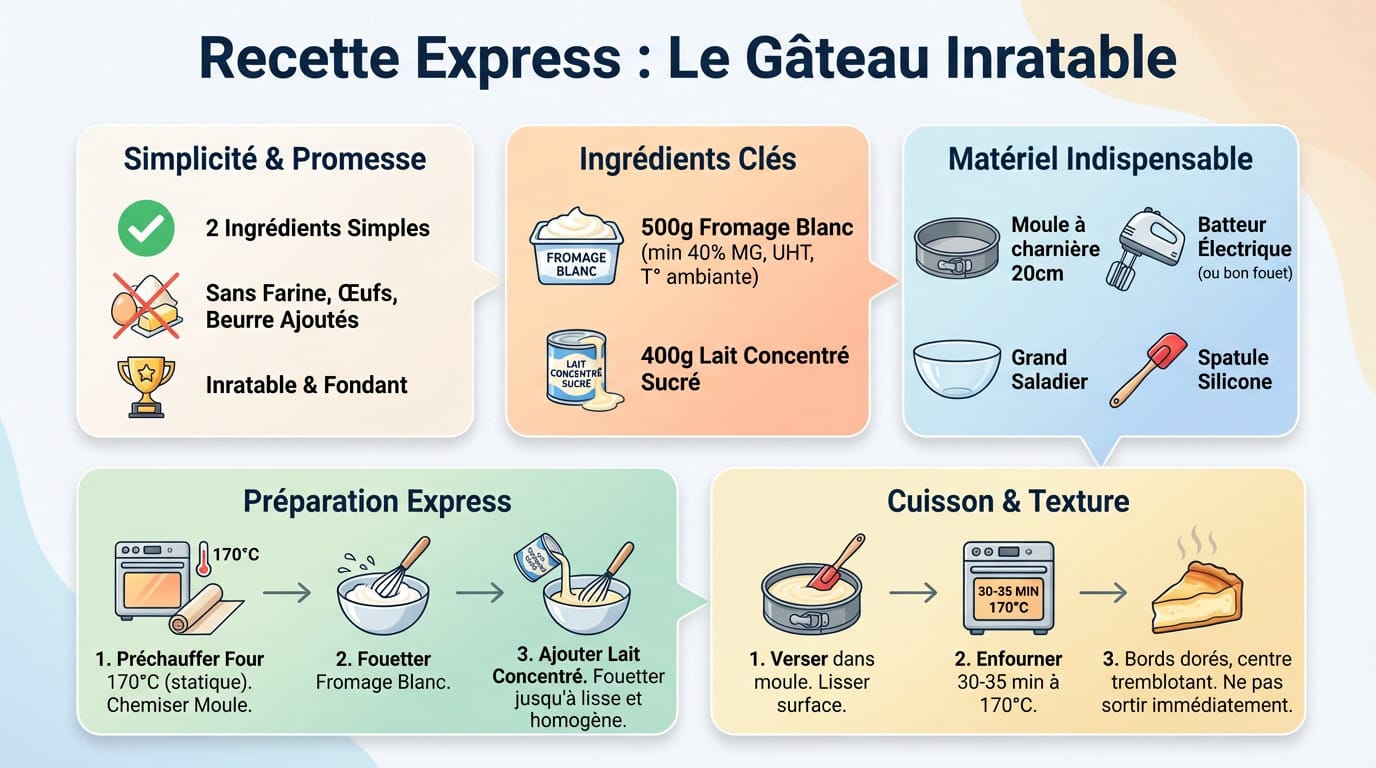 Gâteau au fromage blanc ultra fondant à deux ingrédients dans un moule à charnière