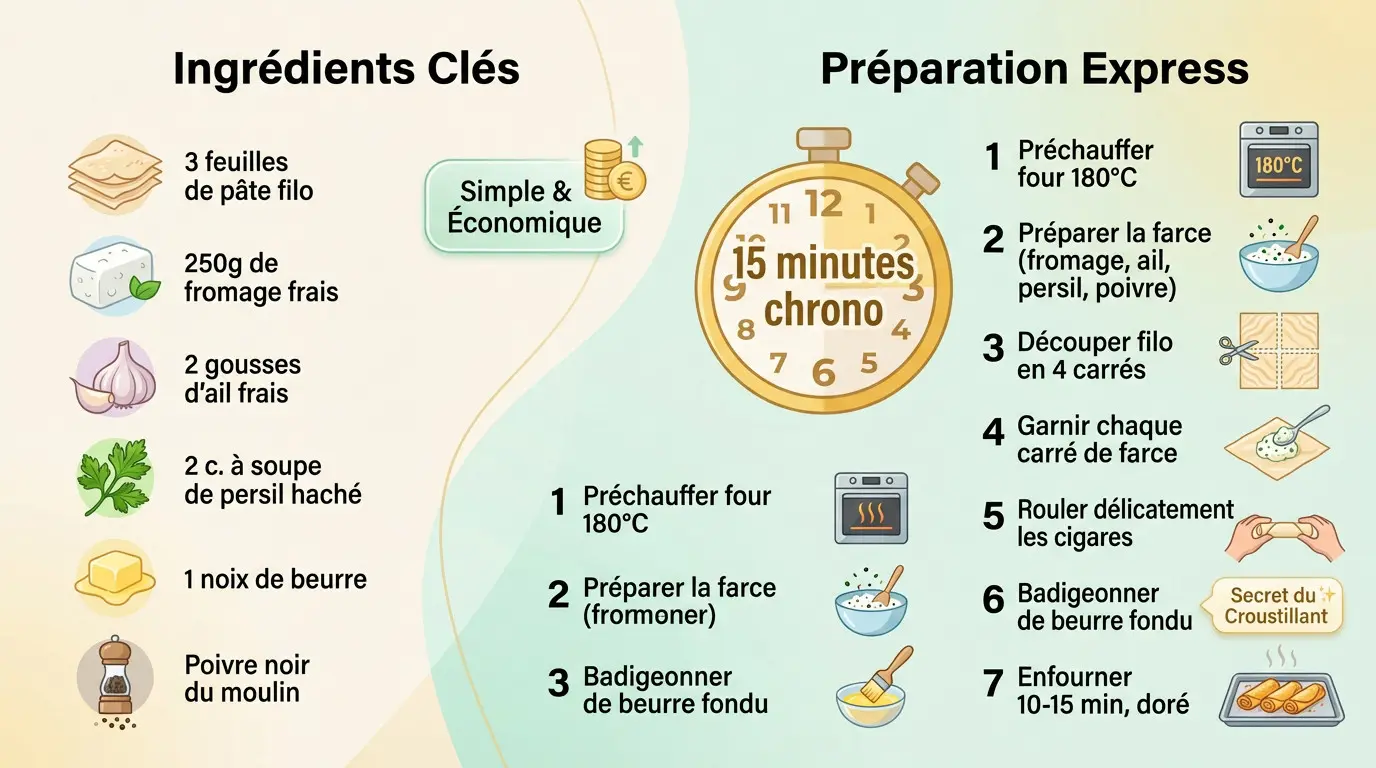 Roulés croustillants à la pâte filo et au fromage frais servis sur une assiette