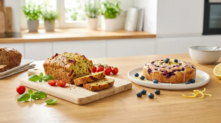 Gâteaux faits maison sur table de cuisine lumineuse