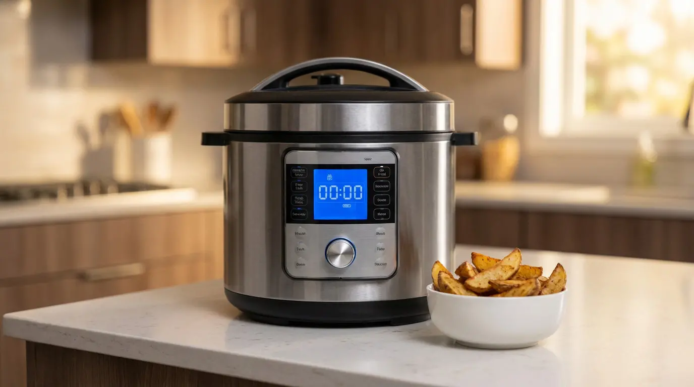 Autocuiseur moderne sur un plan de travail