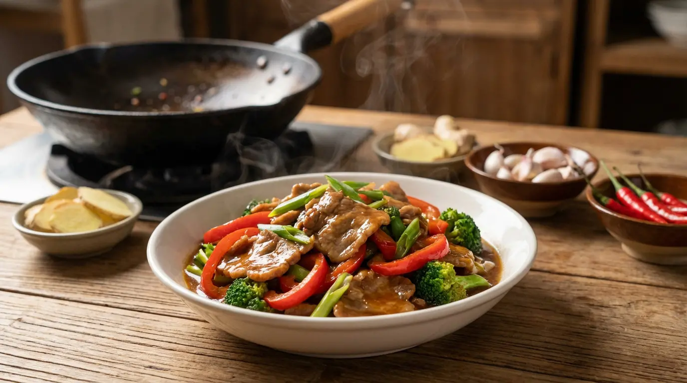 Sauté de bœuf aux légumes colorés
