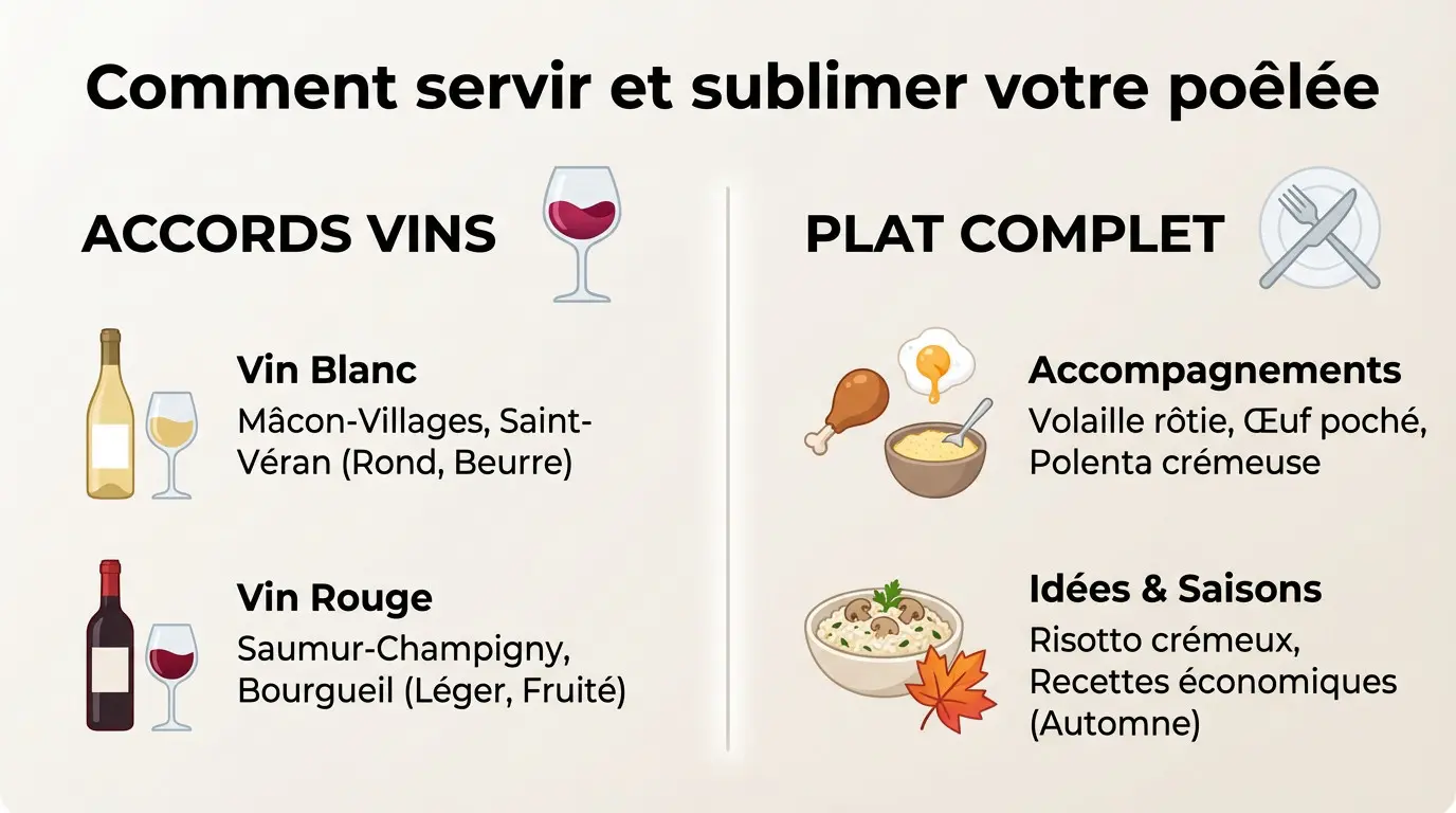 Accords mets et vins et accompagnements pour poêlée champignons châtaignes