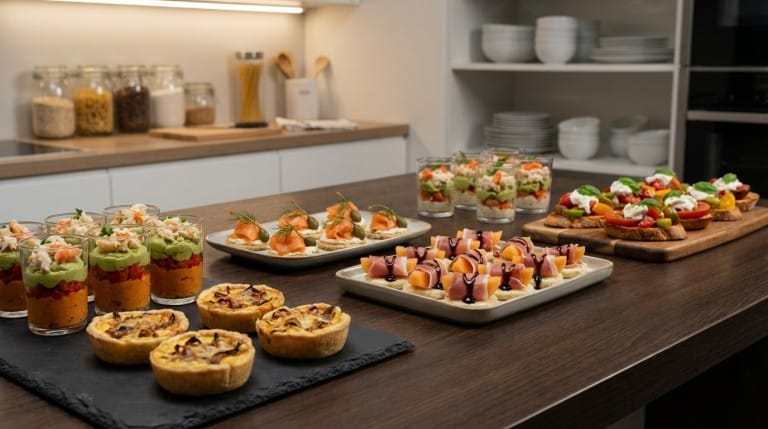 Entrées raffinées préparées à l'avance pour une réception sans stress