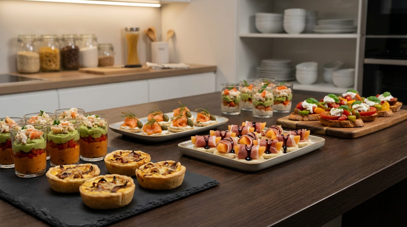 Entrées raffinées préparées à l'avance pour une réception sans stress