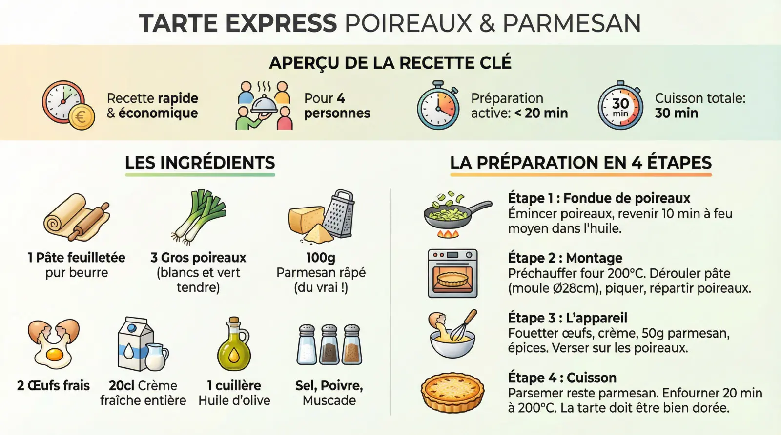 Tarte aux poireaux et parmesan dorée sortant du four